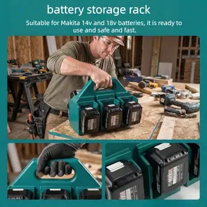 Makita Battery Storage Box, Compatible with 14 V/18 V Tools, Durable Plastic Organizer, Ideal for Drills, Saws and Grinders, Workbench Toolbox, Toolbox Storage Box