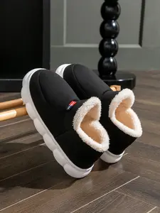 Unisex Warm Shoes Autumn Winter, Simple Home Casual Insulated Thickened Lined Boots, Men Women Couple Footwear Warm Slippers