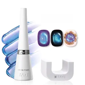 TAYE Reflective Cat Eye Gel Nail Polish, Beginner Smooth Brush Setting Powder Magnet Low Odor, Quick Dry, Long Lasting Scratch Resistant Salon Quality Shimmering Colors Party Home DIY Gel Nail Polish Requires UV/LED Lamp for Cure Gift for Women