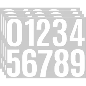 4 Inch Mailbox Numbers Stickers 4 Sheets Vinyl Self-Adhesive 0-9 Decals Waterproof Strong Adhesive House Address Numbers for Mailbox White