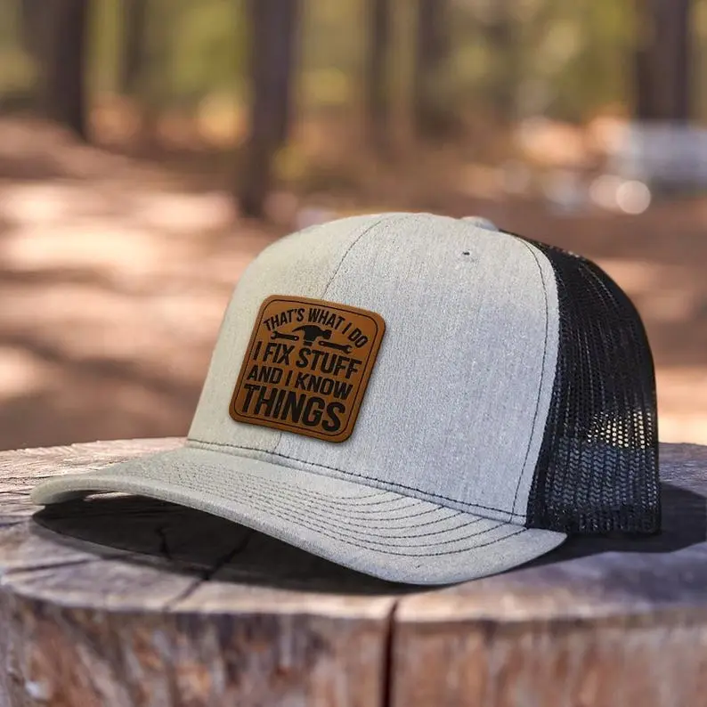 Funny Mechanic Dad Trucker Hat – I Fix Stuff and Know Things – Humor Gift for Dad