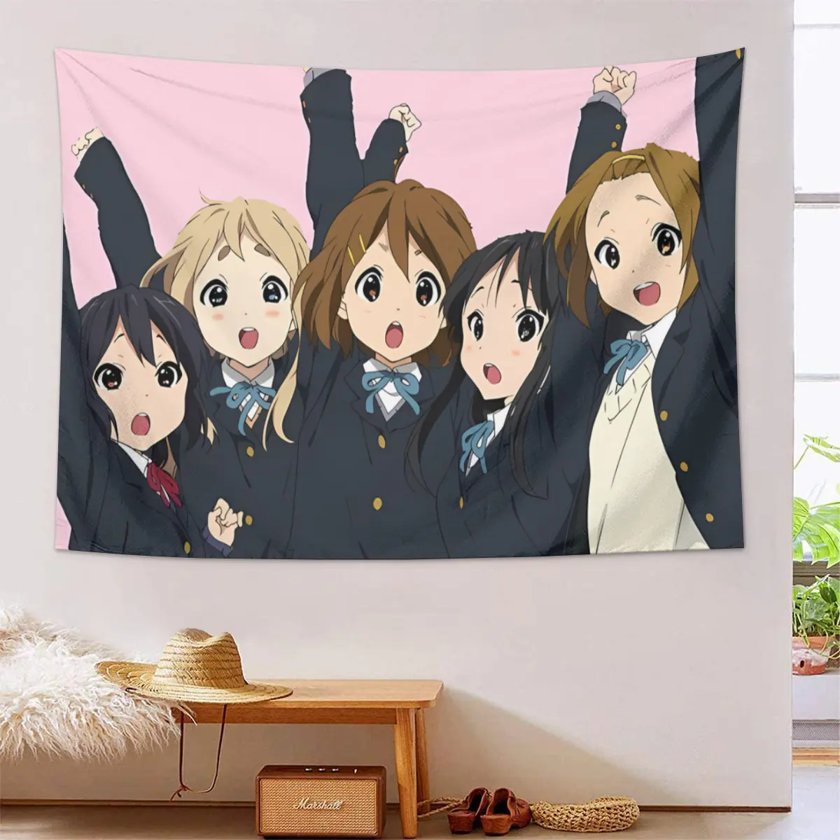 ZLIENSZUS Nekopara Synthetic Polyester Tapestry - Anime Characters Natural-Inspired Art Print Kawaii Wall Decor, Durable Indoor-Outdoor Hanging for Bedroom, Gift for Family