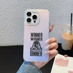 Game PUBG Phone Case For iPhone 11 12 13 14 15 16 17Pro Max Air Plus Mini Light Luxury High-end Cases Transparent Laser Gradient Fashion Protective Case
