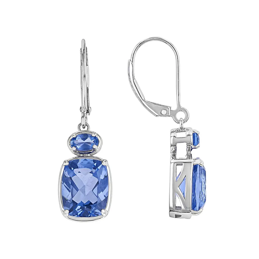 JTV Blue Color Change Fluorite Rhodium Over Sterling Silver Dangle Earrings 6.12ctw