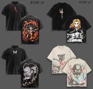 Tanjiro Kamado x Rengoku x Inosuke x Shinobu x "Infinity Castle" Demon Slayer Anime Vintage Washed Tee Unisex Mineral Anime Manga Washed Heavy Cotton T-shirt, Gift For Anime Fan, Anime Lover