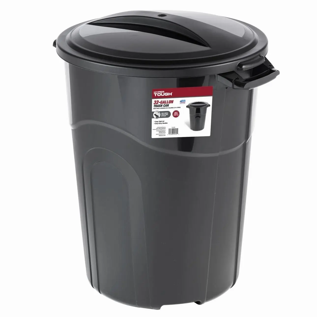 32 Gallon Heavy Duty Trash Can with Click Lock Lid Injection Molded Garbage Bin Large Outdoor Indoor Waste Container