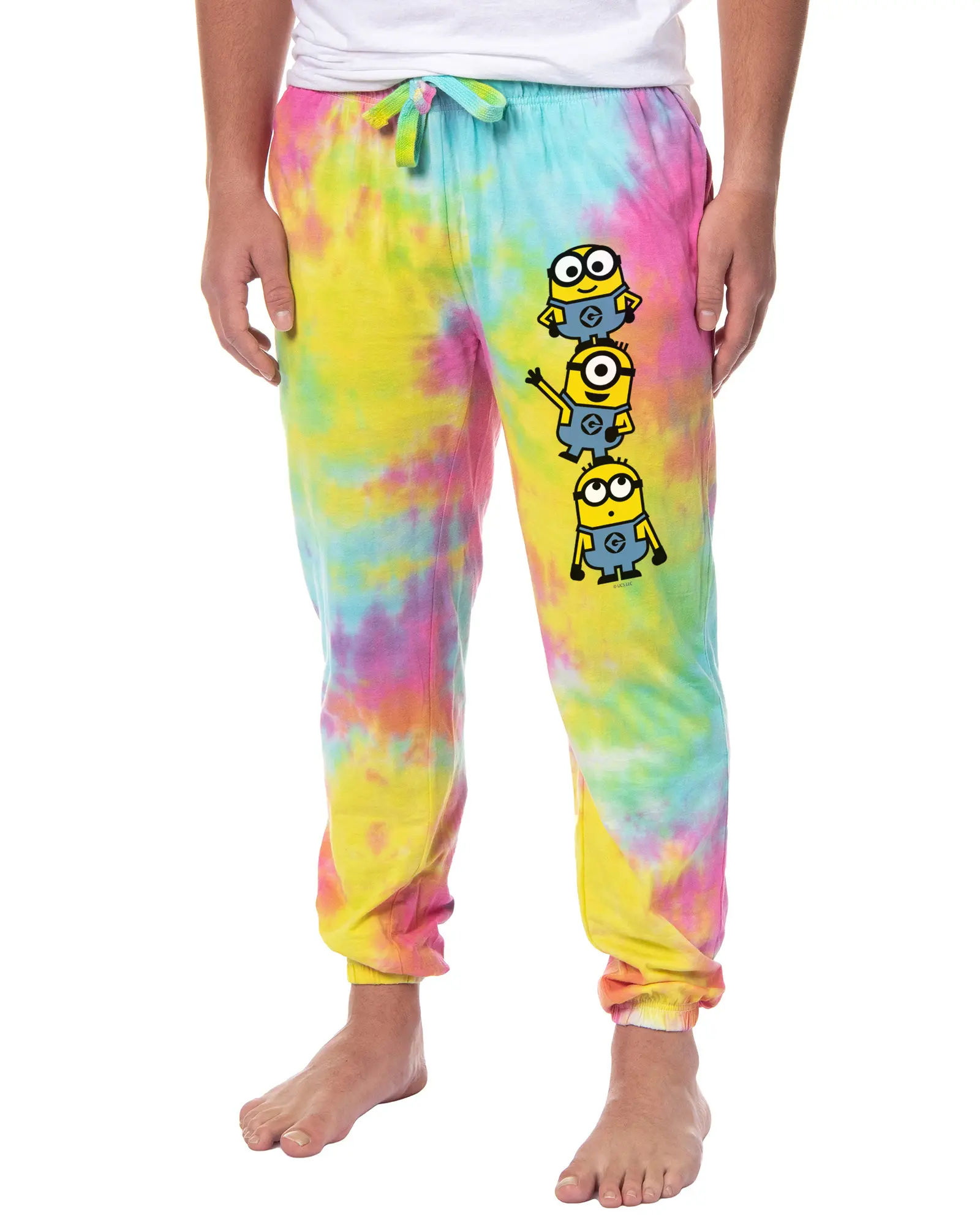 PJammy Men's Pajama Pants, Despicable Me Minions Chibi Tie-Dye Joggers, Soft Cotton-Polyester Fabric, Lounge Nightwear with Pockets & Drawstring, Pajama Set, Menswear, Loungewear, Casual
