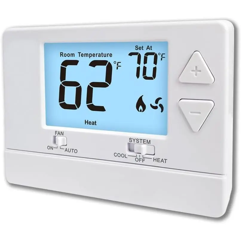 Digital Thermostat for Home, Non-Programmable Energy-Saving Unit with White Backlight, Easy DIY Install for 1 Heat/1 Cool Single-Stage Systems