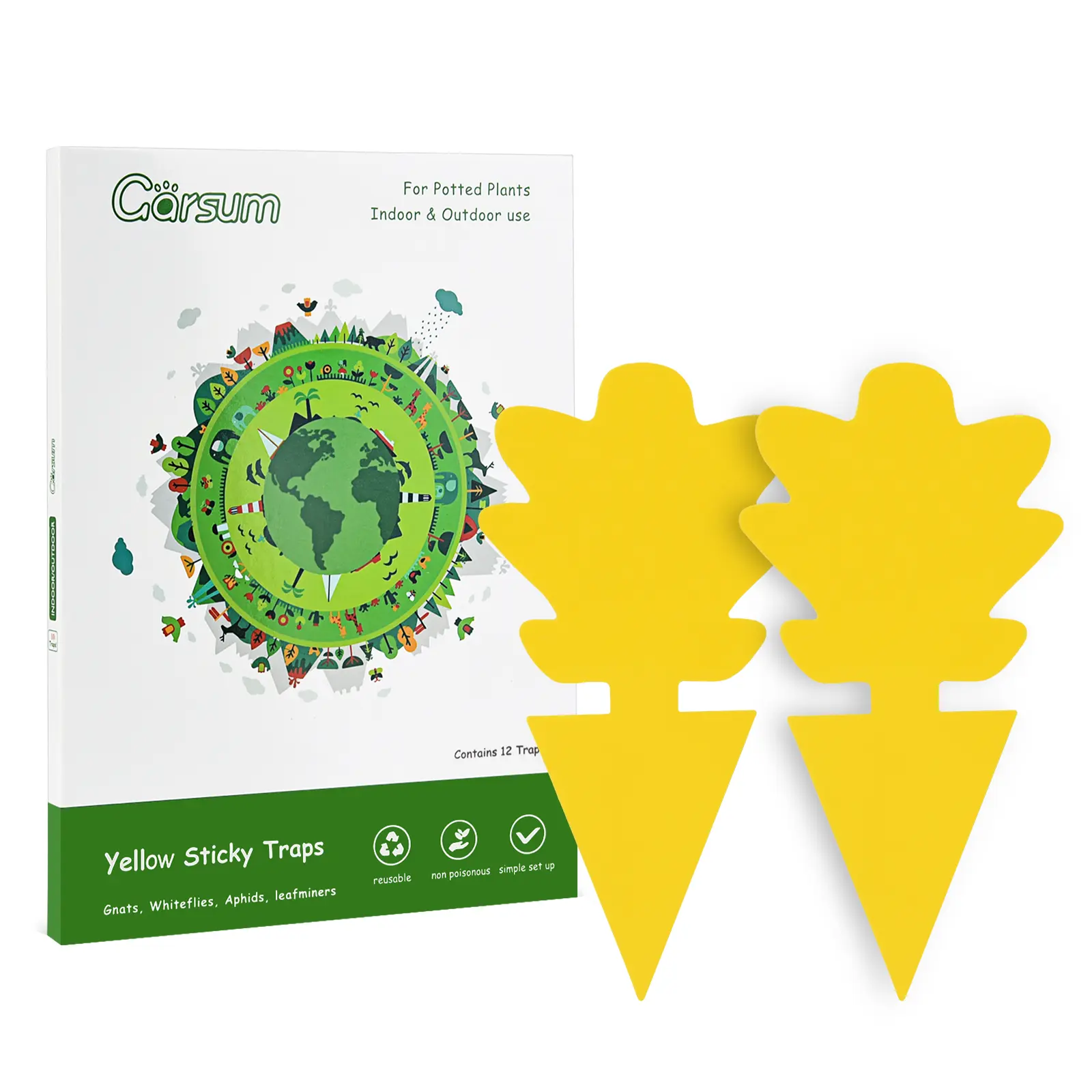 Garsum Yellow Sticky Traps 18 Pcs for Indoor Outdoor Plant Insect Catcher White Flies Mosquitos Fungus Gnats Flying Insects