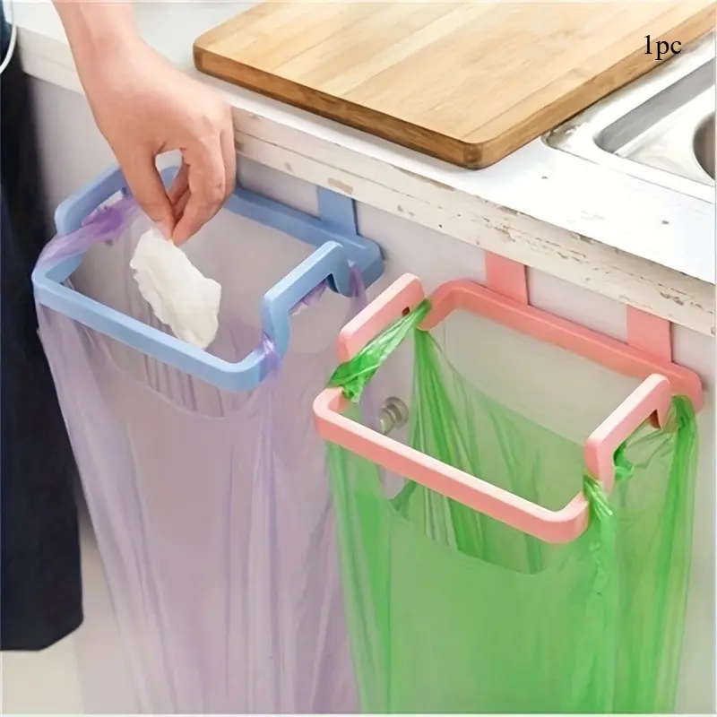 1pc Garbage Bag Holder, Door Back Plastic Bracket, Trash Storage Hanger, Rubbish Hanging Racks, Under Sink Garbage Bag Holder, Garbage Bag Holder, Home Supplies