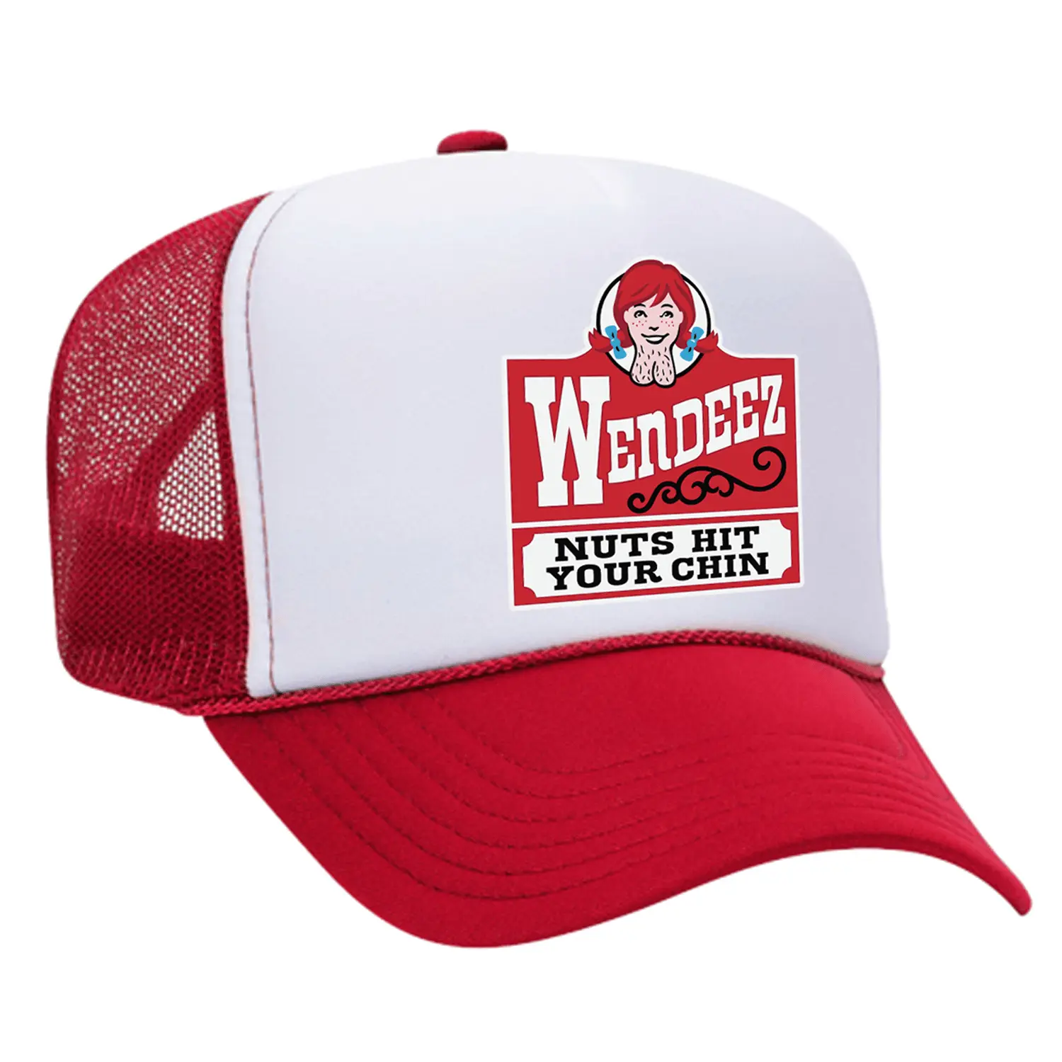 Wendeez Nuts Hit Your Chin Design Foam Trucker Hat - Casual Cap, Cool Headwear, Fashionable Headpiece, Gag Gift Cap, Funny Gifts Accessories