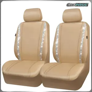 CAR PASS Leather Diamond Bling Car Seat Covers Interior Sets, Waterproof Universal Shining Glitter Crystal Sparkle Fit for 95% Automotive Truck SUV