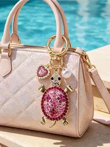 Full-Rhinestone Luxurious Keychains Featuring Sea Turtles,Luxurious And Cute Creative Turtle/Sea Turtle Shaped Keychain Pendant,European And American Style,Ocean-Inspired Zinc Alloy Keyring For Men & Women,Perfect For Decorating Bags, Cars