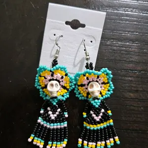 Catrina Native Mexican Mayan Beaded Earrings