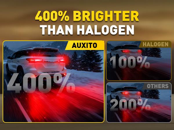 AUXITO 2026 Upgraded Red LED Strobe Tail Brake Light Bulb, CANBUS Ready 7440/7443 OR 3156/3157 LED Flashing Stop Bulbs (Not Universal), 3800LM 400% Brighter Plug and Play,for Backup Light Tail Light Brake Light Turn Signal Light Parking Light, Pack of 2