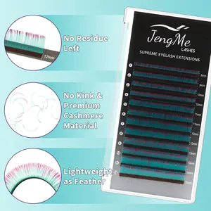 Teal & Burgundy Gradient Lash Extensions – 0.07mm Soft Cashmere Volume Lashes, Dual-Tone Ombre Colored Eyelash Extensions for Lash Artists & DIY, C/D Curl, Mix 8–15mm, Bold, Artistic & Eye-Catching Styles