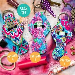 Women's 3-Pack Chapstick Holder Keychains, Fashion Accessory Keychains, Includes Balm, Three-Pack