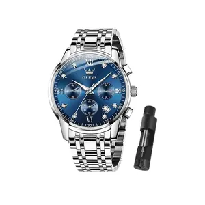 OLEVS Men Multifunction Watch, Multi Dial Waterproof Luminous Chronograph Men's Watch with Date Gift for Men,Stainless Steel Watches for Men,Classic Men Wrist Watch