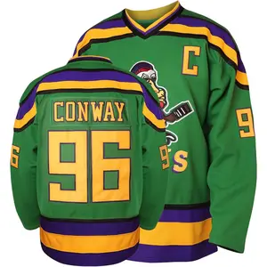 Charlie Conway #96 Mighty Ducks Movie Hockey Jersey White Green