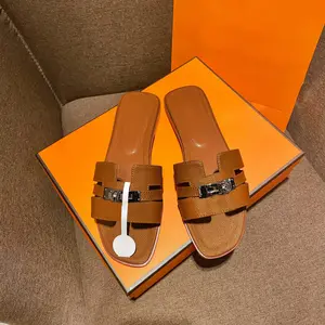 Women's Flat Slippers with Metal Buckle - Stylish & Versatile Spring/Summer New Arrivals Girl Walking Shoes Slide