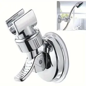 Removable Suction shower  Holder No Damage Wall Chrome Bathroom Accessory，Bracket Suction Cup, Stick-on Head  Clip, No-Hole Stainless Steel  Rack for Handheld Spray,