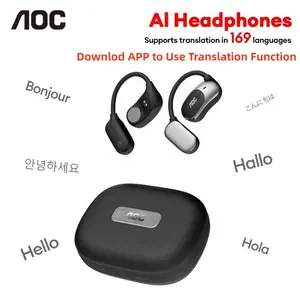 AOC ACD2524 Wireless Headphones with Electroplated Ear Hook Design, Bluetooth 5.4 Flash Connection, Support 169-Language Translation via Mobile App, Comfortable Fit, Great Sound, Wireless Earbuds for Music & Calls, Compatible with Android & iOS
