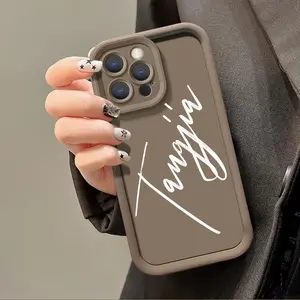 Phone case: Customized Full printing of uppercase brush calligraphy Phone Case Personalized Name Design Compatible with iPhone 11 12 13 14 15 16 Pro Max Plus Luxury Cases Anniversary Valentine's Day Birthday Mother's Day Best Friend Gift