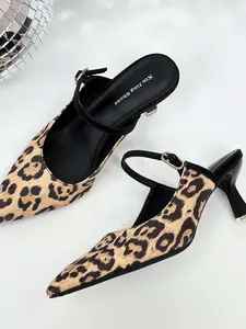 Spring Autumn New Elegance Pointed Toe Stiletto High Heel Sandals, Elegant Sexy Plain PU Leather Party Shoes, Medium Width, Less Than Ankle Height, Footwear