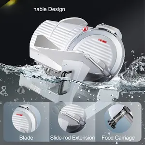 Commercial Meat Slicer, Electric Deli Food Slicer, Carbon Steel Blade Electric Food Slicer, 350-400RPM Meat Slicer, 0 - 0.47 Inch Thickness Adjustable For Commercial And Home Use