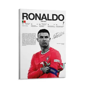 Cristiano Ronaldo Portugal National Team Canvas Poster - Football GOAT Career Milestones Wall Art, Stylish Minimalist Print for Football Fans Bedroom Decor