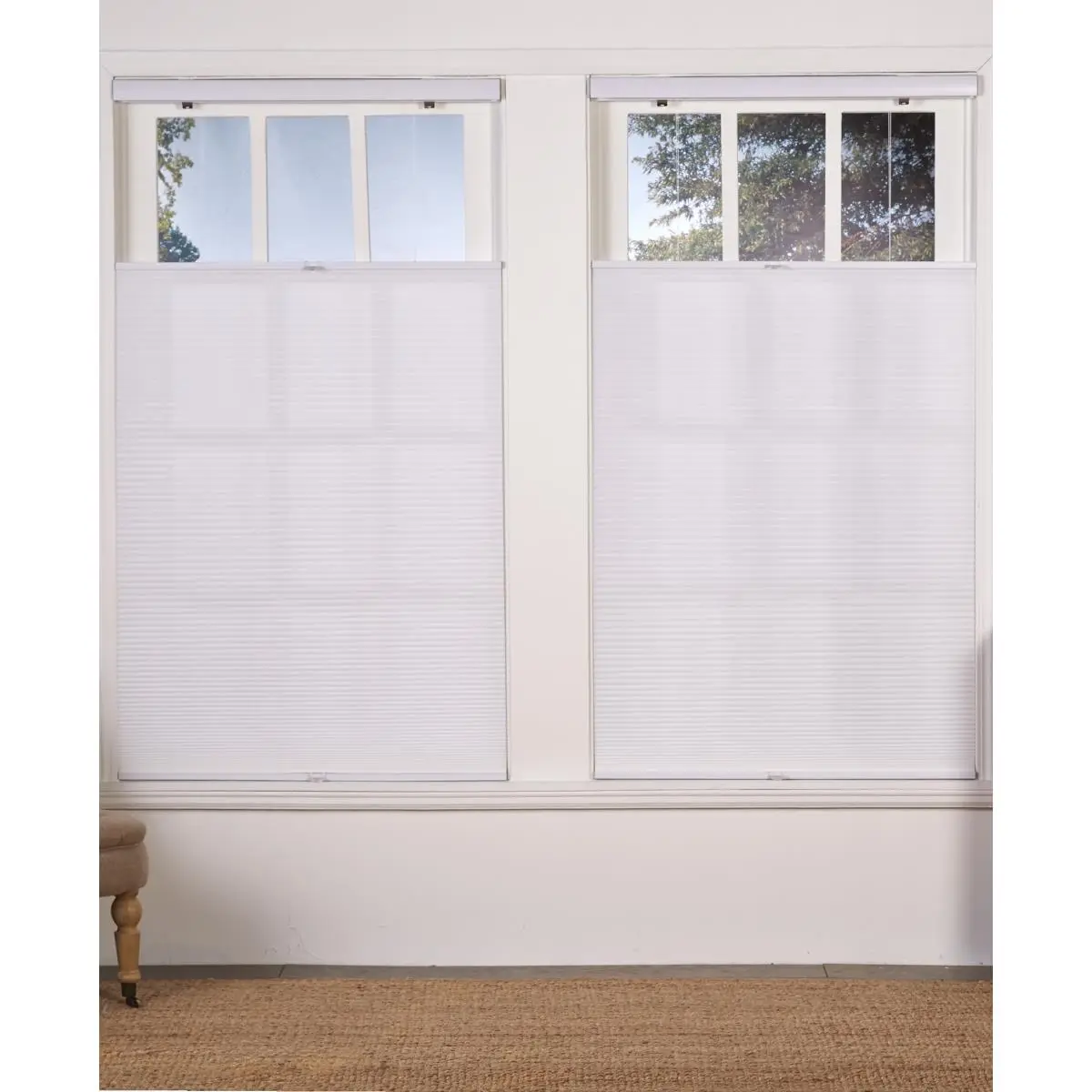 Cordless Light Filtering Top-Down Bottom-Up Cellular Window Shades - Polyester, Contemporary, Baby-Safe, 27x64 in, White, Inside/Outside Window Decoration