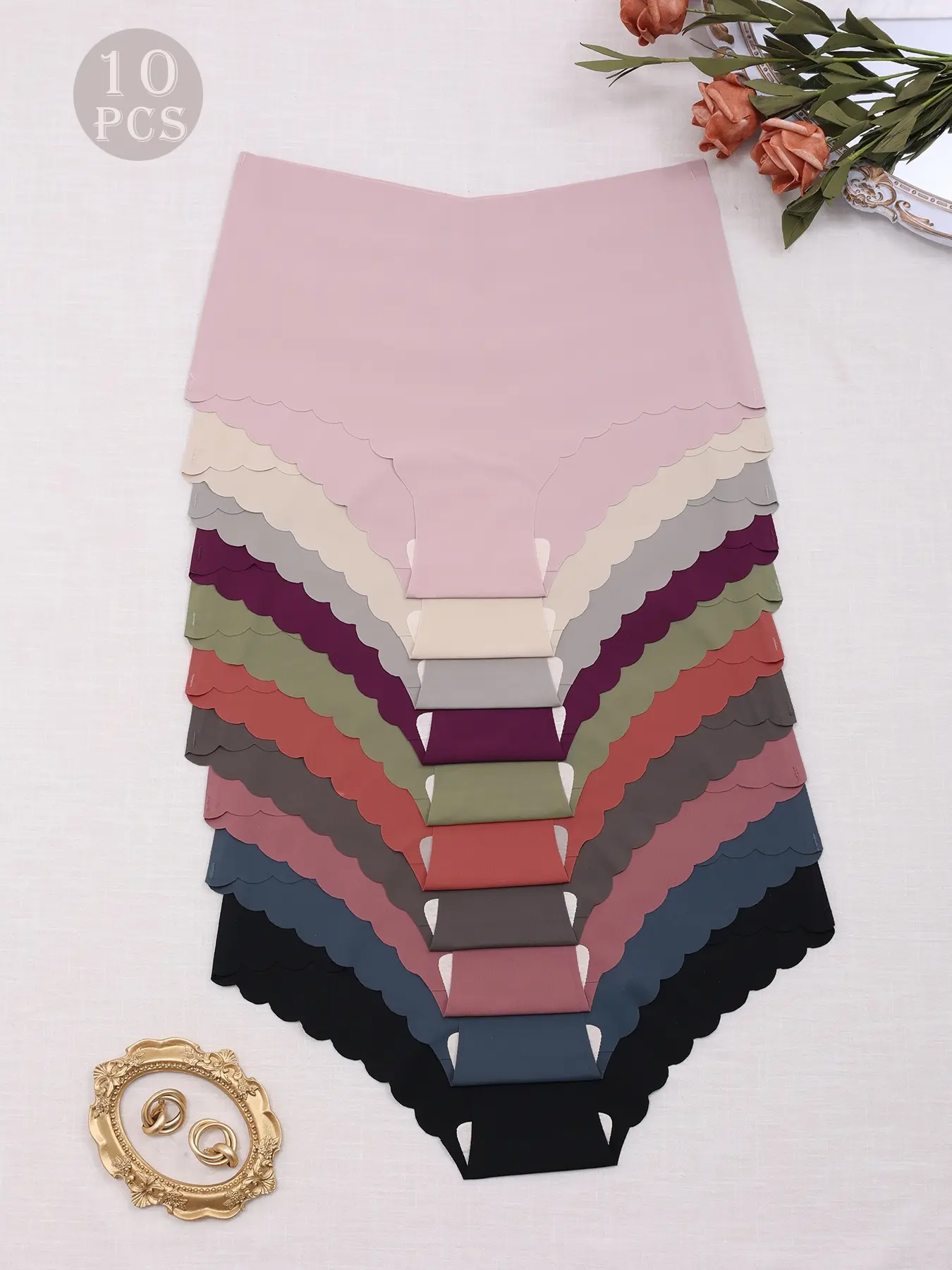 Women's High-Waisted One-Piece Comfortable Triangle Panties, Fitted Knicker, 10-Pack Casual Plain Underwear for All Seasons, Fitted Style, Soft Minimalist Panty, Soft Comfy Panty, High Rise Panties