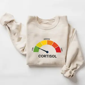 High Cortisol Levels Meme Sweatshirt, Stress Level Meter Graphic Pullover, Mental Health Humor Crewneck, Sarcastic Anxiety Joke Shirt