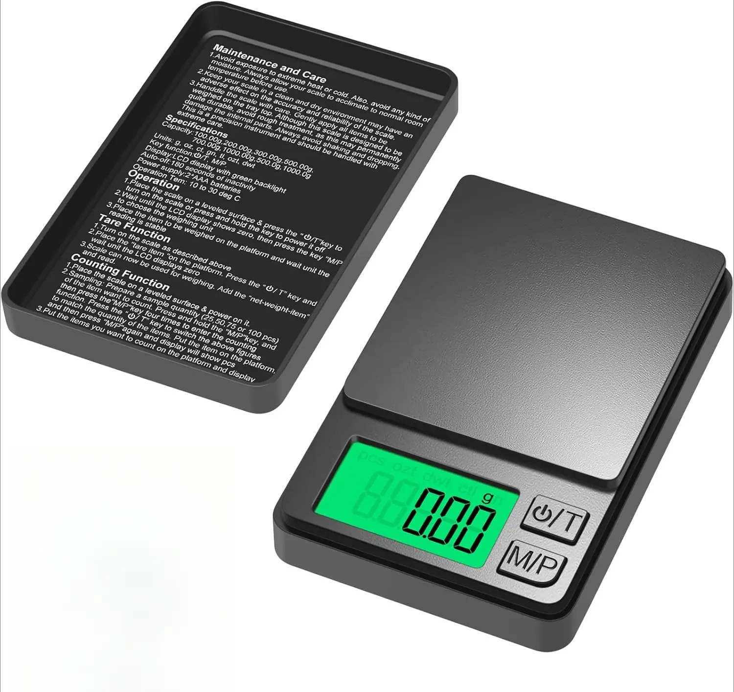 Pocket Scale | 1000g x 0.01g Precision | Jewelry Scale Digital | Portable Gram Scale with Cover | Backlit LCD & Tare | for Food Kitchen Coffee
