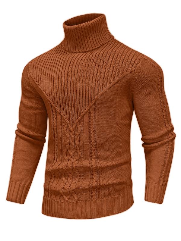 Men's Solid Color Textured Turtle Neck Sweater, Regular Fit Casual Long Sleeve Jumper for Fall & Winter, Men's Knitwear for Daily Wear, Knit Pullover Men's Solid Color Textured Turtle Neck Sweater, Regular Fit Casual Long Sleeve Jumper for Fall & Winter, Men's Knitwear for Daily Wear, Knit Pullover