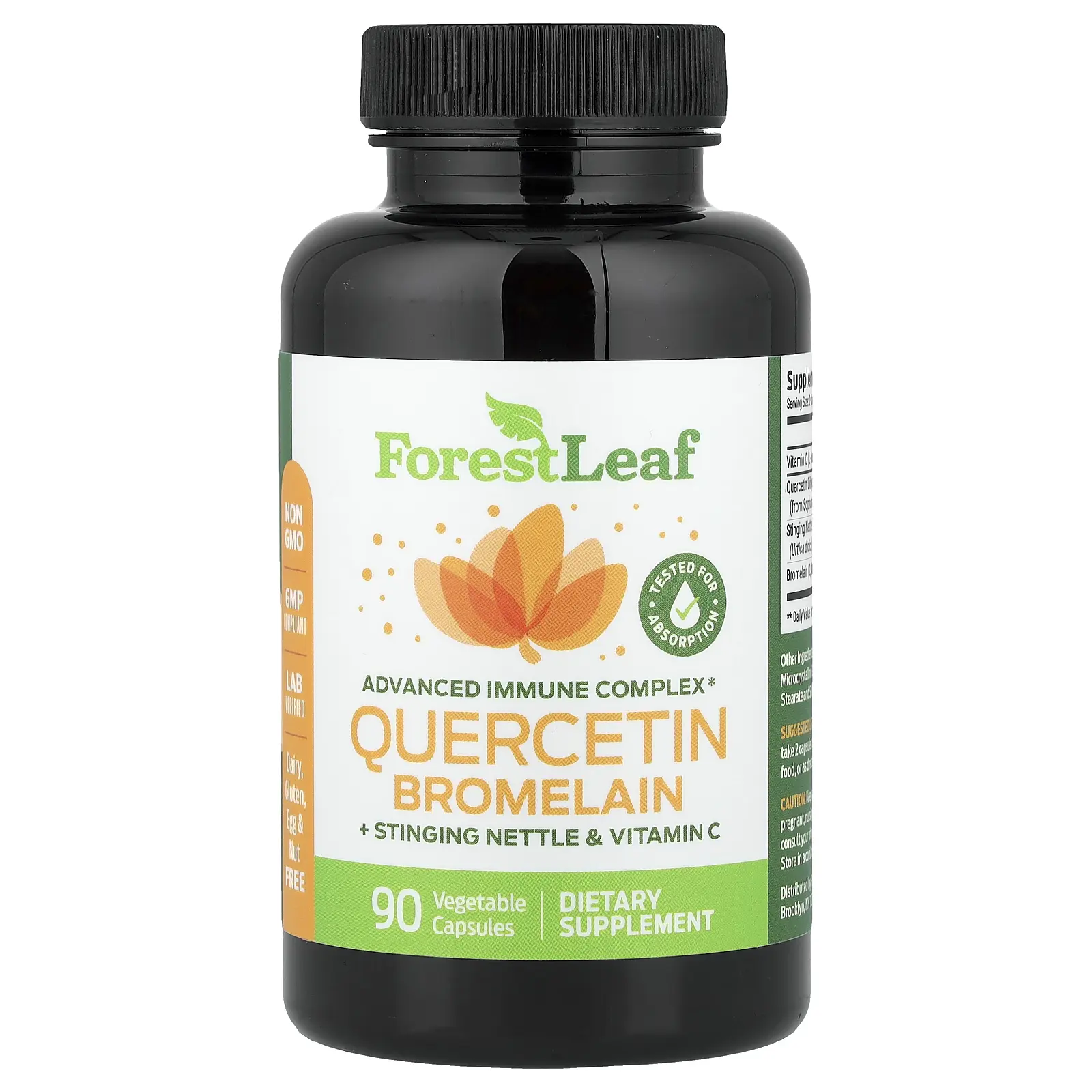 Forest Leaf Quercetin Bromelain + Stinging Nettle & Vitamin C, 90 Vegetable Capsules