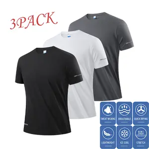 Men’s Ice Silk Quick-Dry Short-Sleeve T-Shirt, 3-Pack — Breathable for Summer Sports, Sweat-Absorbing Moisture-Wicking Top for Fitness, Running, and Casual Wear