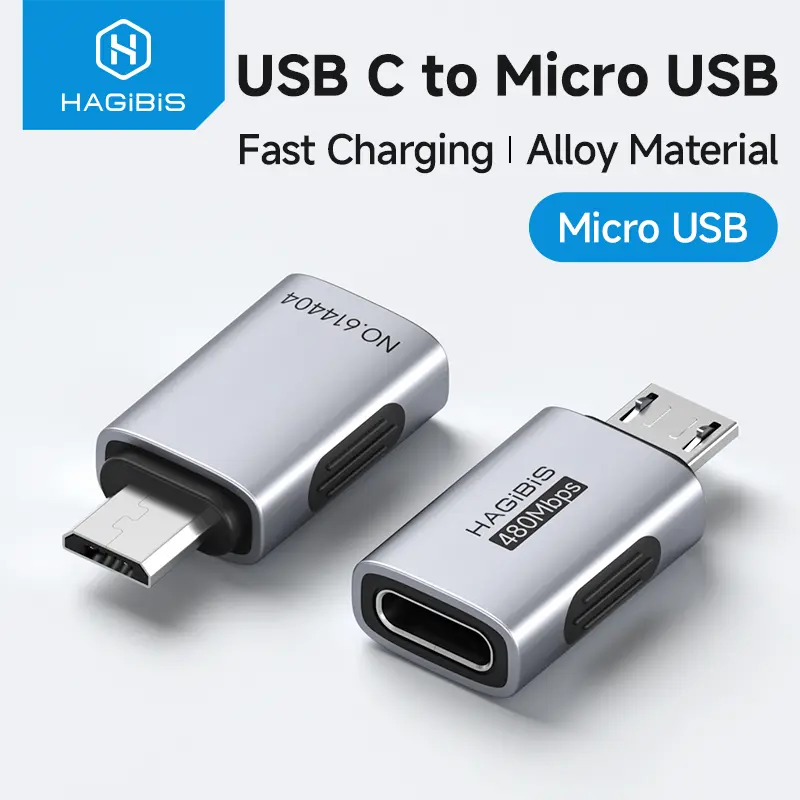 HAGIBIS Single Port Type-C Female to Micro USB Male Adapter - Electronic Connector for Mobile Smartphones, Power Banks, Micro USB Devs, Micro Usb Dev.