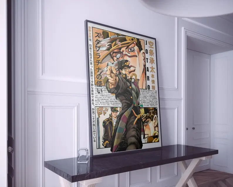 JoJo Anime Wall Art, Jotaro Poster, Japanese Aesthetic Manga Style Print, Otaku Room Decor, Japan Inspired Decoration