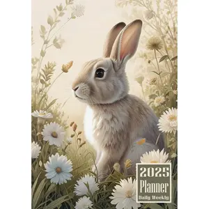 2025 Planner: Rabbit Bunny Animal themed Cover Daily Weekly Diary 12 Month Calendar Vision board Schedule Organizer Goals Address Contact Notes Paperback – September 13, 2024