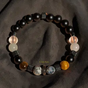 COLISA Shadow Harmony Bracelet - Handcrafted with Unique Natural Stones for Everyday Wear - Premium Finish & Subtle Light Accents - Limited Stock