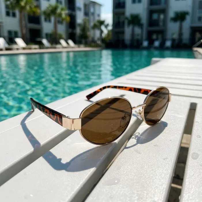 Tortoiseshell Sunglasses with Brown Lenses and Gold Frame for Women