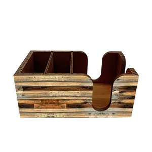 Rustic Wooden Bar Top Napkin Caddy Storage Box - Home Organizer, Ideal for Gift Giving, Boxes