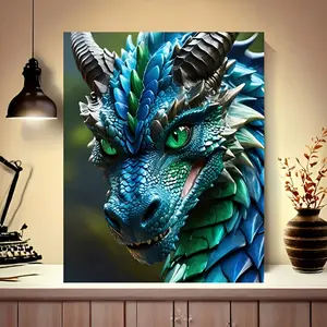 1pc HAMLET Paint by Numbers Kit - Majestic Green Dragon with Spiritual Energy, 40x50cm Canvas, Easy DIY Painting for Art Lovers, Creative Hobby Kit|Vibrant Wall Art|Detailed Scales Design, HAMLET