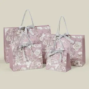 5pcs Rose Gift Bags, Style, Clear Handbags, Anniversary Party Favor Bags with Ribbon, Candy Packing Gift Bags