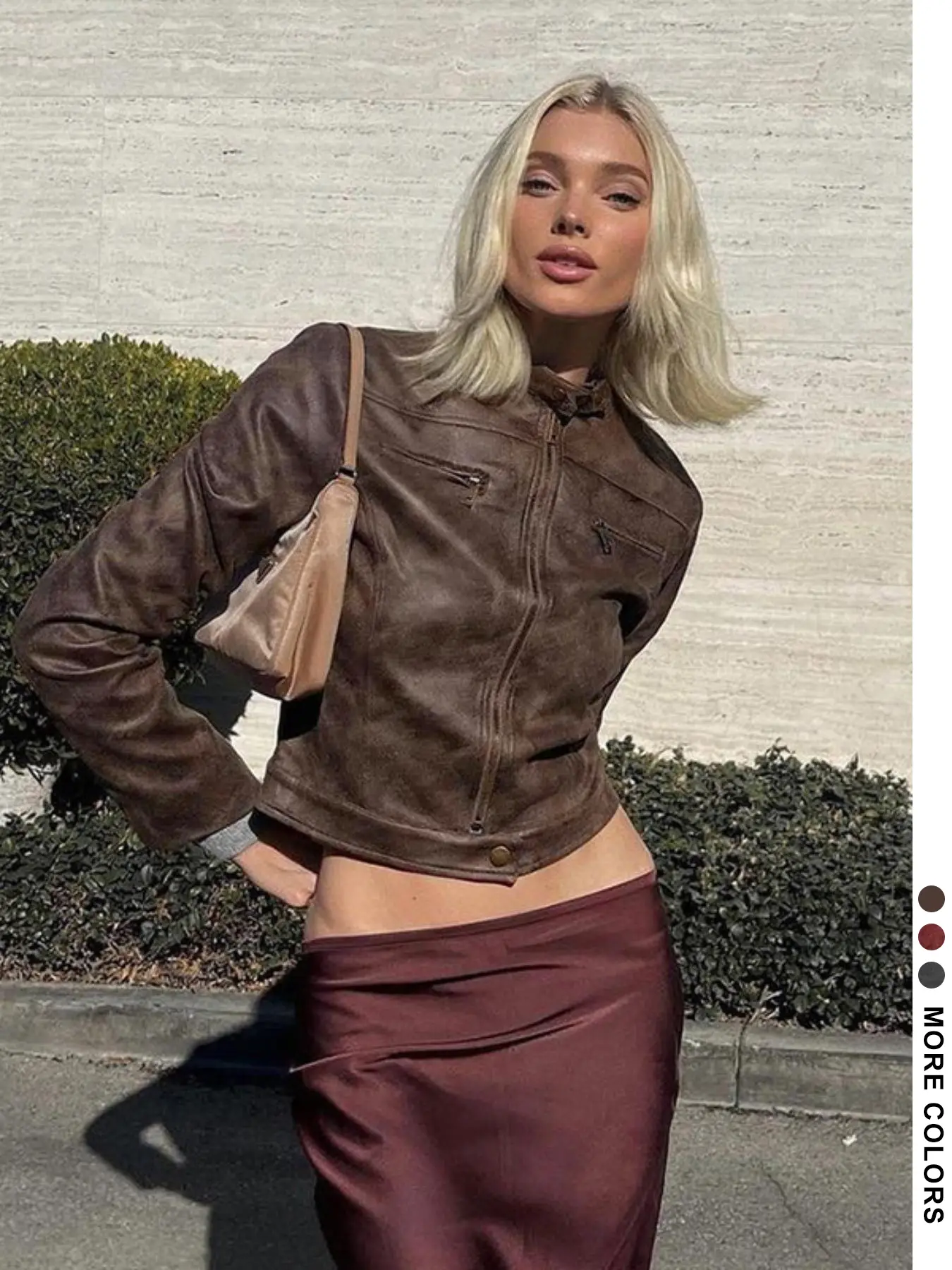 Women's Solid Buttons Mock Neck Zip Up Pu Jacket, Fashion Casual Long Sleeve Outerwear for Daily Outdoor Wear, Women Clothing for Fall & Winter, Coat