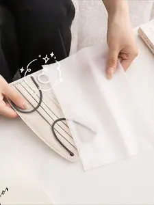 Frosted waterproof drawstring storage bag with seal classification, portable transparent zippered multi-functional travel packing bag.