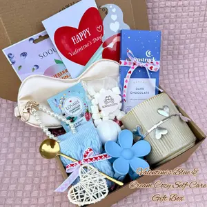 Blue & Cream  Gift Box – Cozy Self-Care Set