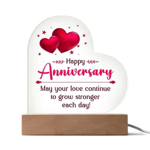 Arcylic Heart Shape stand - Happy Anniversary Light Wooden