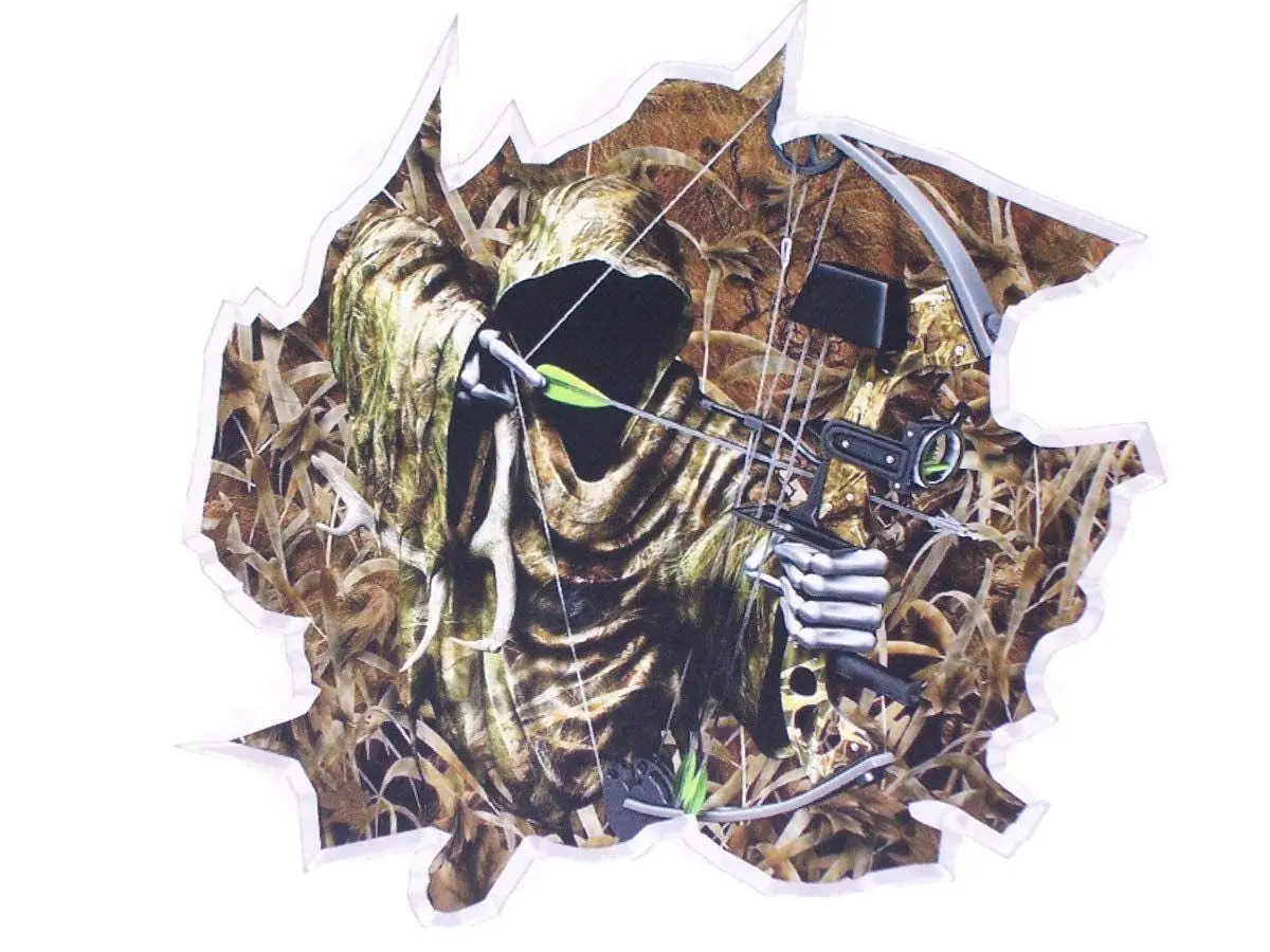 Ripped Metal Grim Reaper Bow Hunter Decal / Sticker